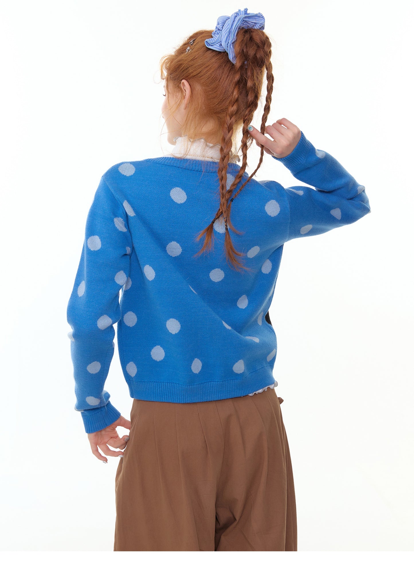 ZiziFei "Meow Sweetheart" Dot Knit Cardigan