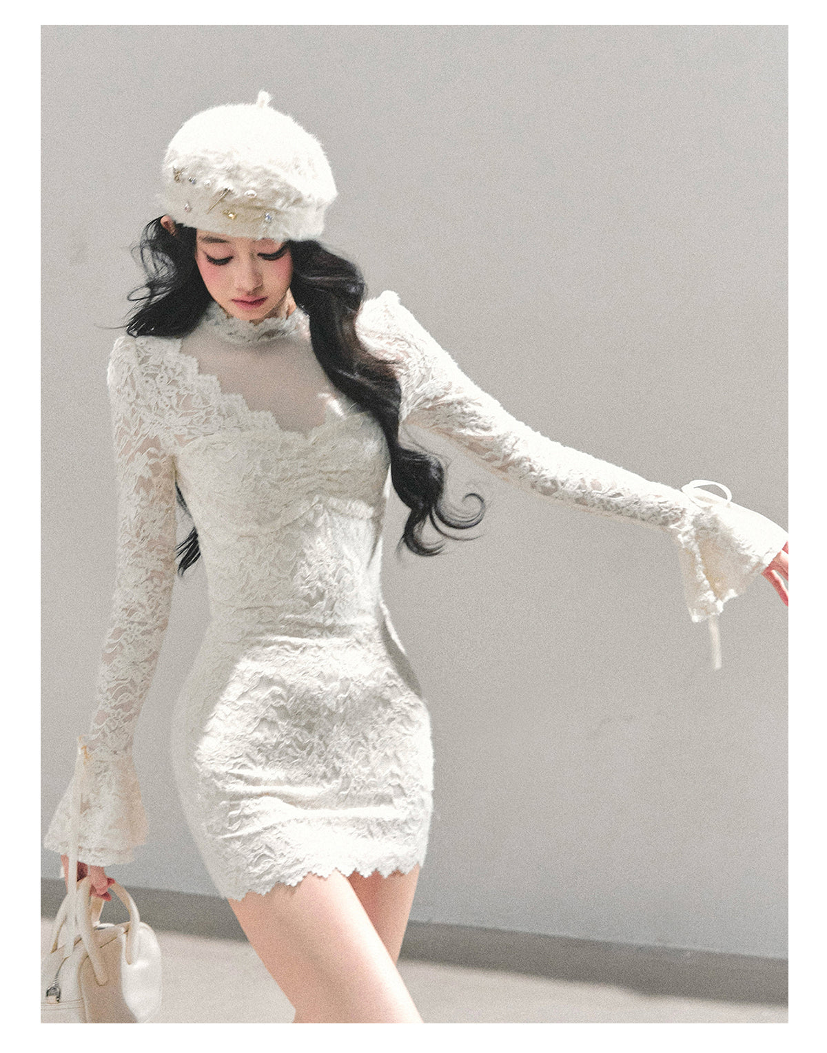 ShaoYeYan Full Moon Moment Long Sleeve Lace Dress