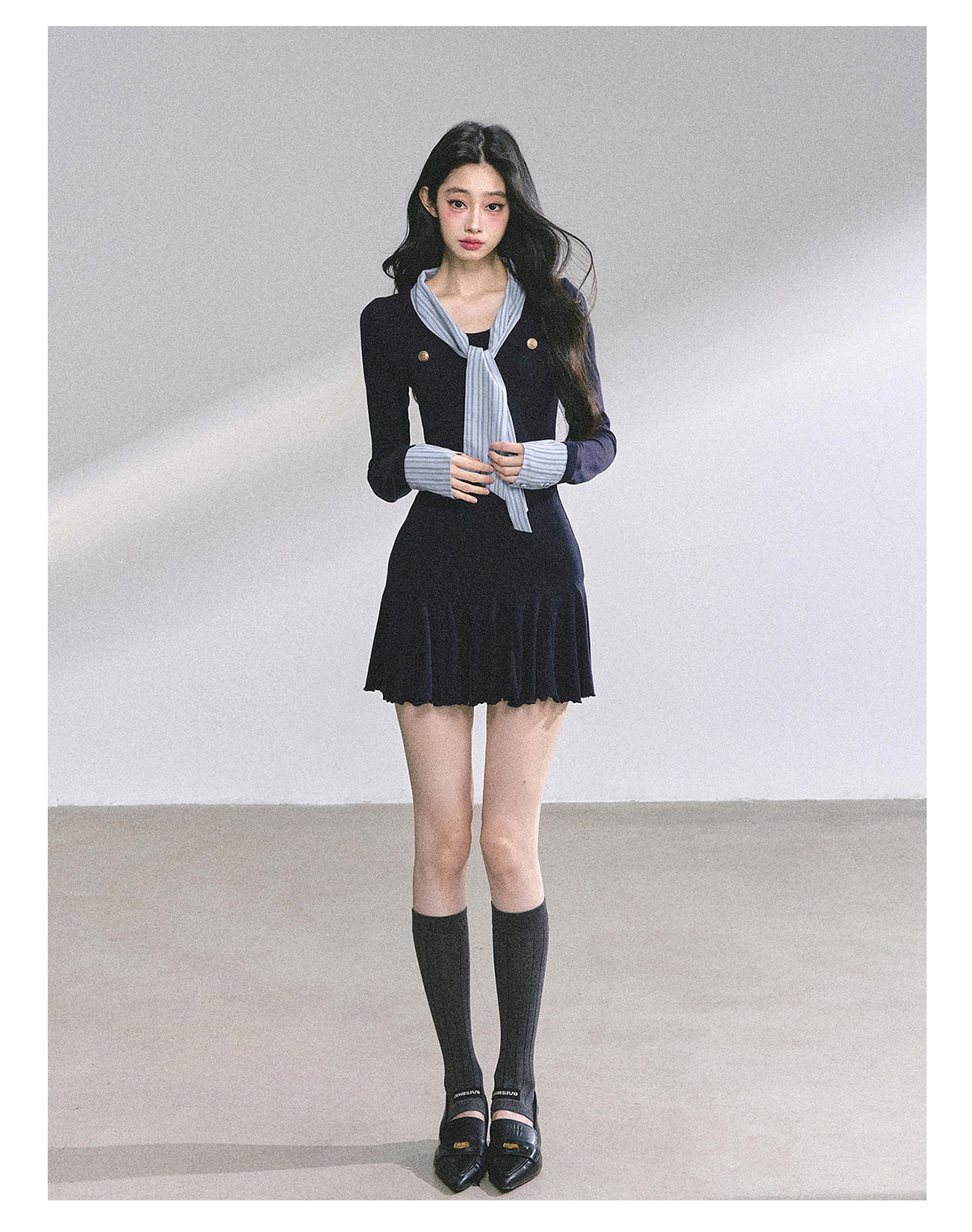 ShaoYeYan Rose Academy American Style Long Sleeve Bodycon Dress