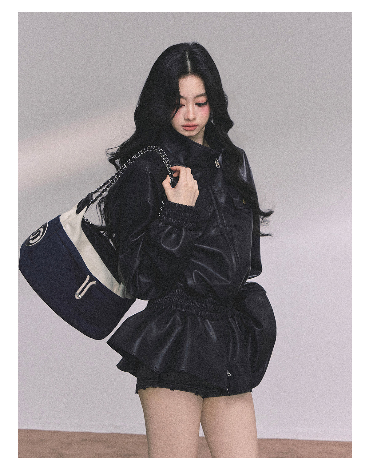 ShaoYeYan Ethiopian Wilderness Loose Fit Biker PU Leather Jacket