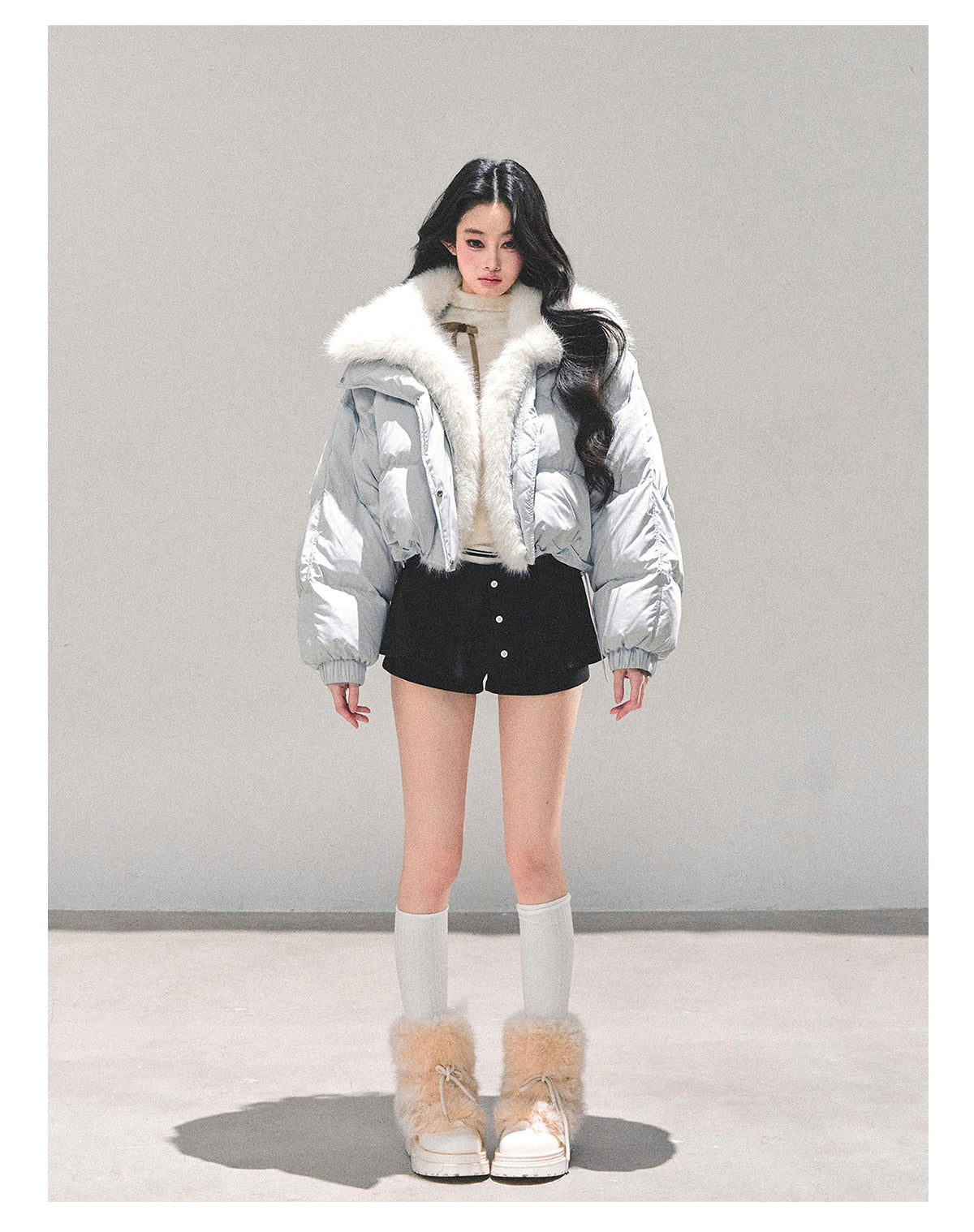 ShaoYeYan Silent Blue White Duck Down Puffer Jacket