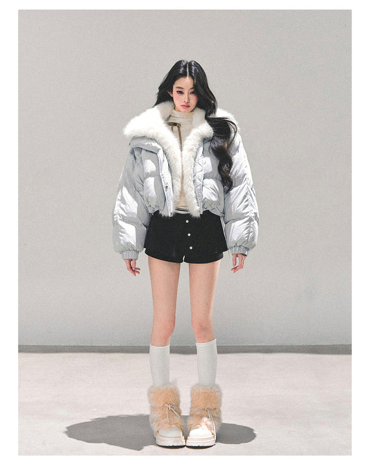 ShaoYeYan Silent Blue White Duck Down Puffer Jacket