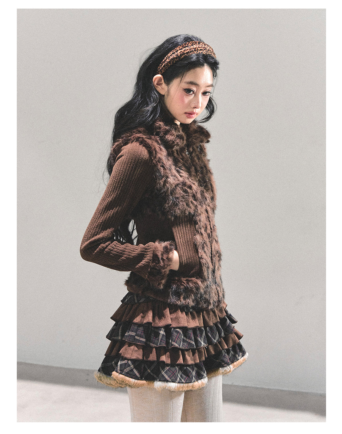 ShaoYeYan Floating Poem Maillard Leopard Print Jacket