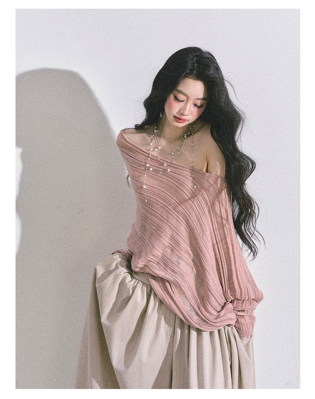 ShaoYeYan Gentle Sister French Style Off-Shoulder Knit Sweater