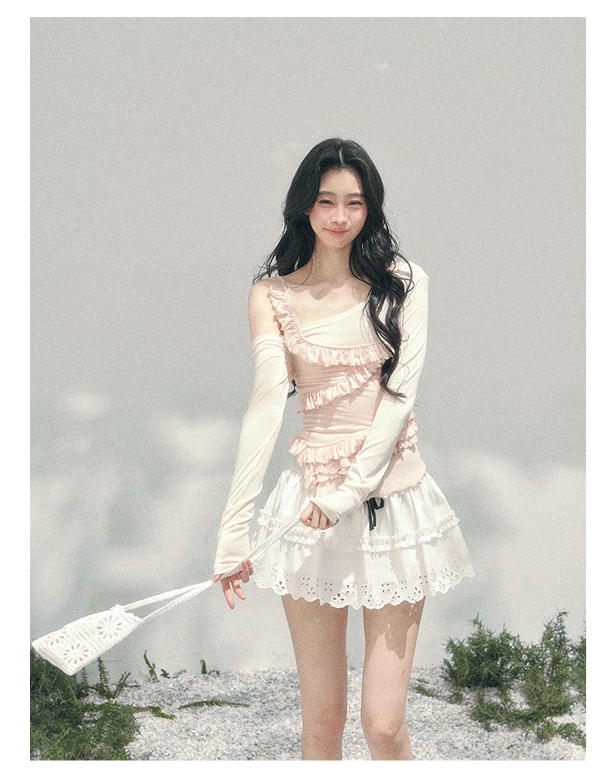 ShaoYeYan Aomalm Frosted Tenderness Fake Two-Layer Ruffle Top