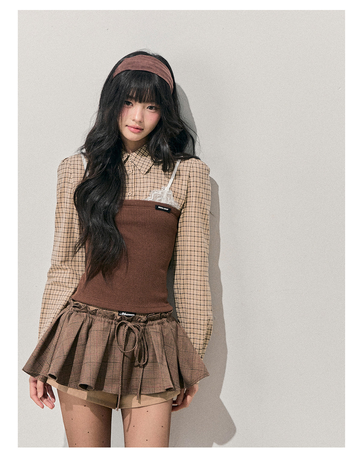 ShaoYeYan Aomalm Trajectory of Fallen Leaves Fake Three-Layer Knit Top