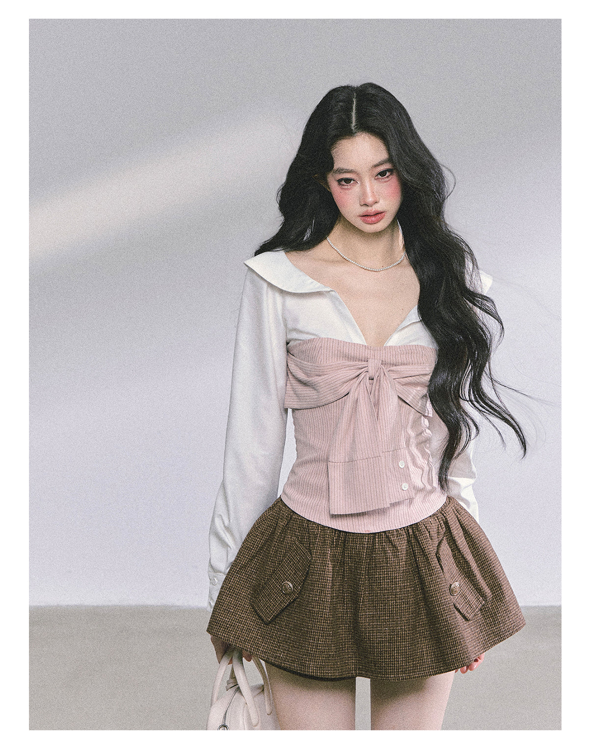 ShaoYeYan Jenny's Sweet Scent Fake Two-Layer Long Sleeve Striped T-Shirt