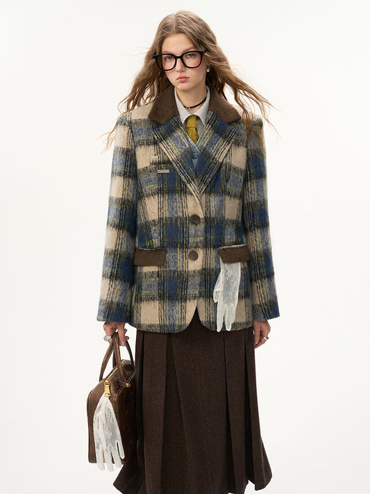 MAMC Plaid Wool-Blend Blazer