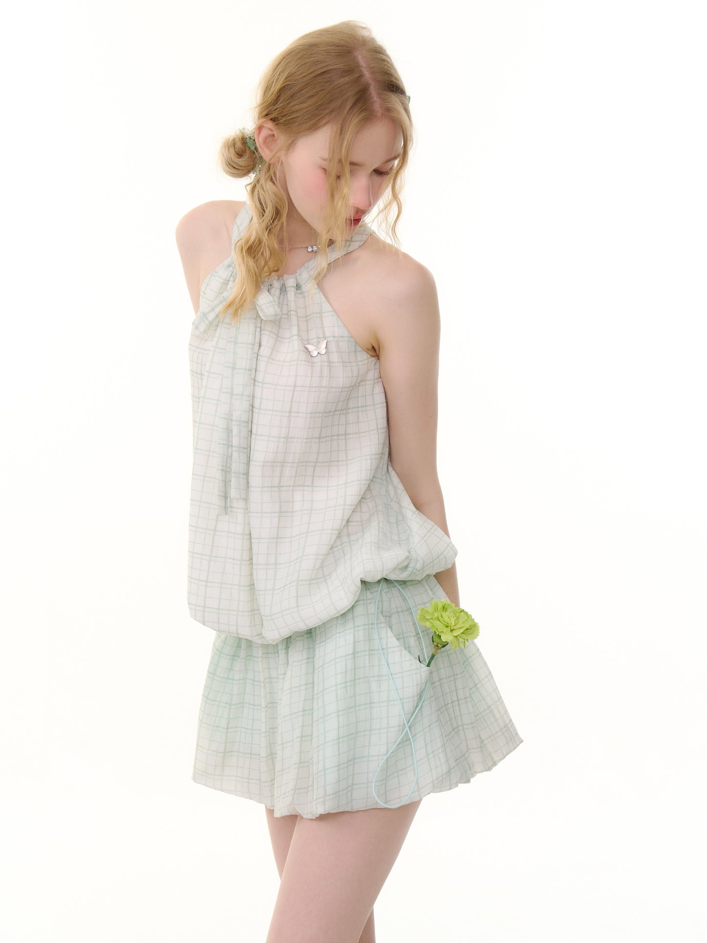 ziziFei Retro Bow-Tie Bustier Top & Mini Skirt