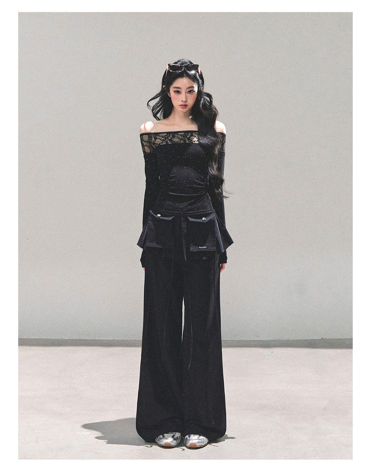 ShaoYeYan Blank Warmth Off-Shoulder Long Sleeve T-Shirt