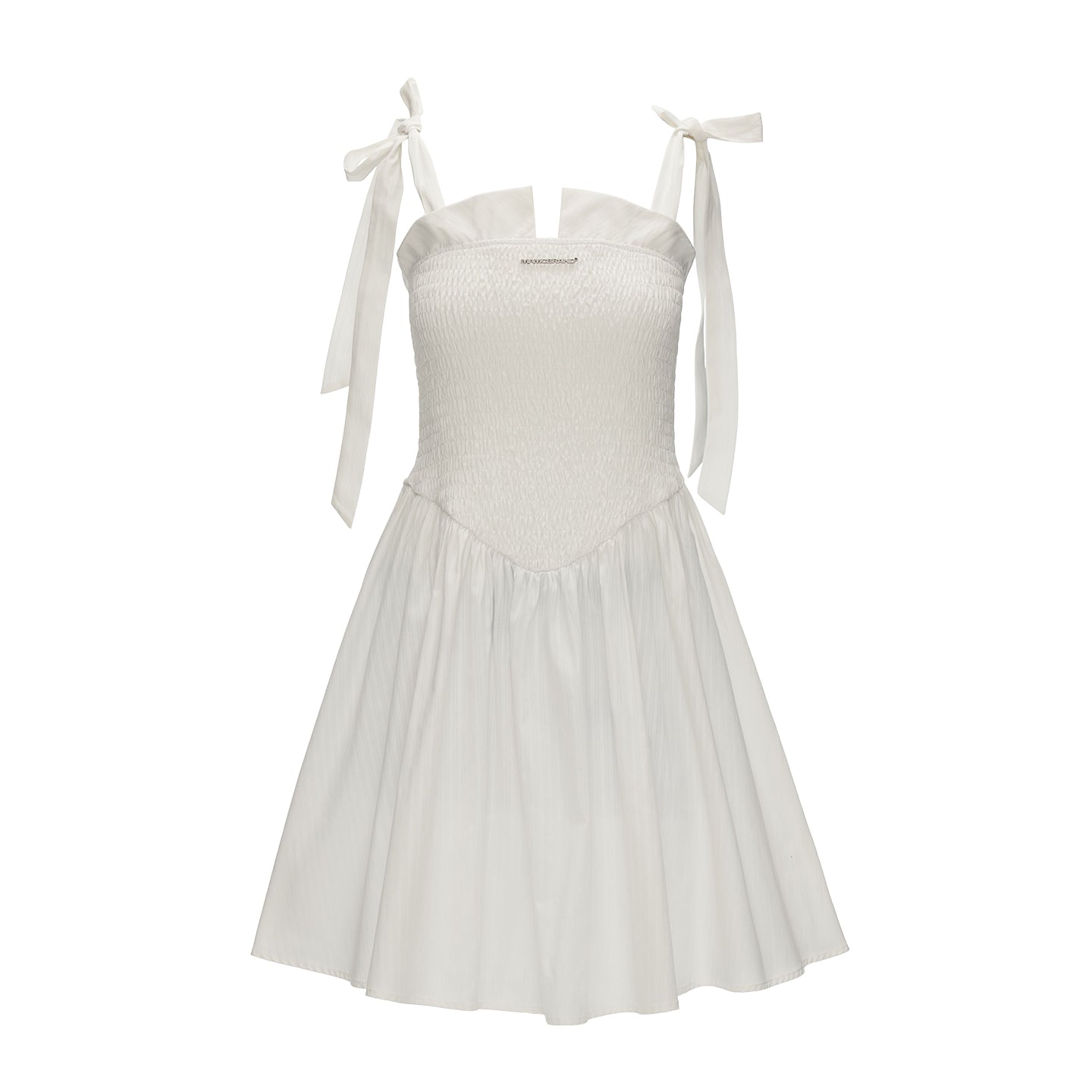 MAMC Striped Smocked Bow Strap Dress