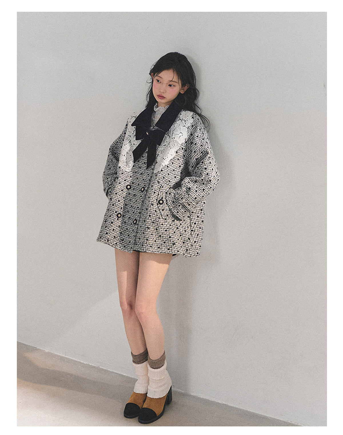 ShaoYeYan Aomalm Out of Focus Moment Lace Plaid Coat