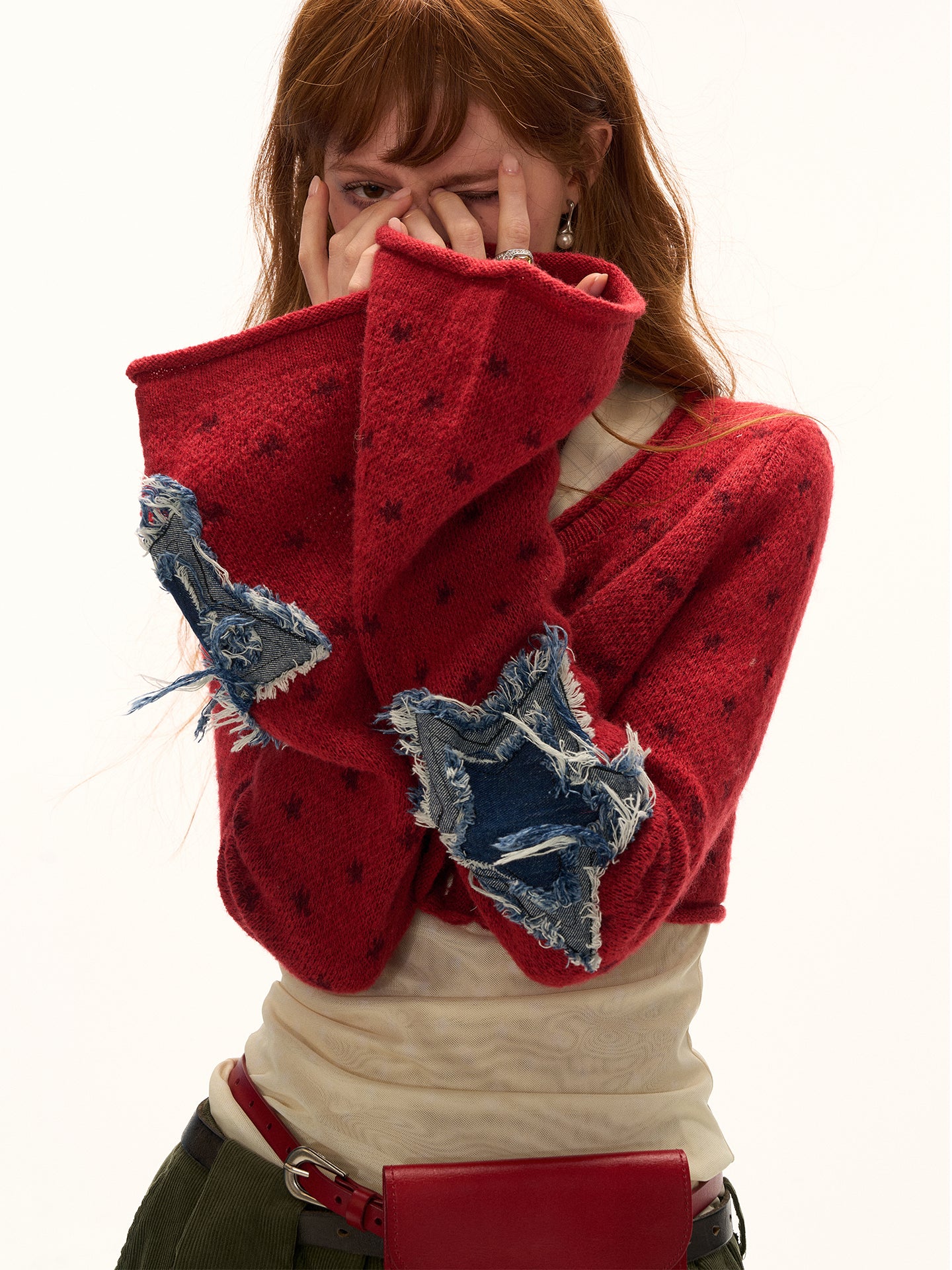 MAMC Star Patch Short Knit Cardigan