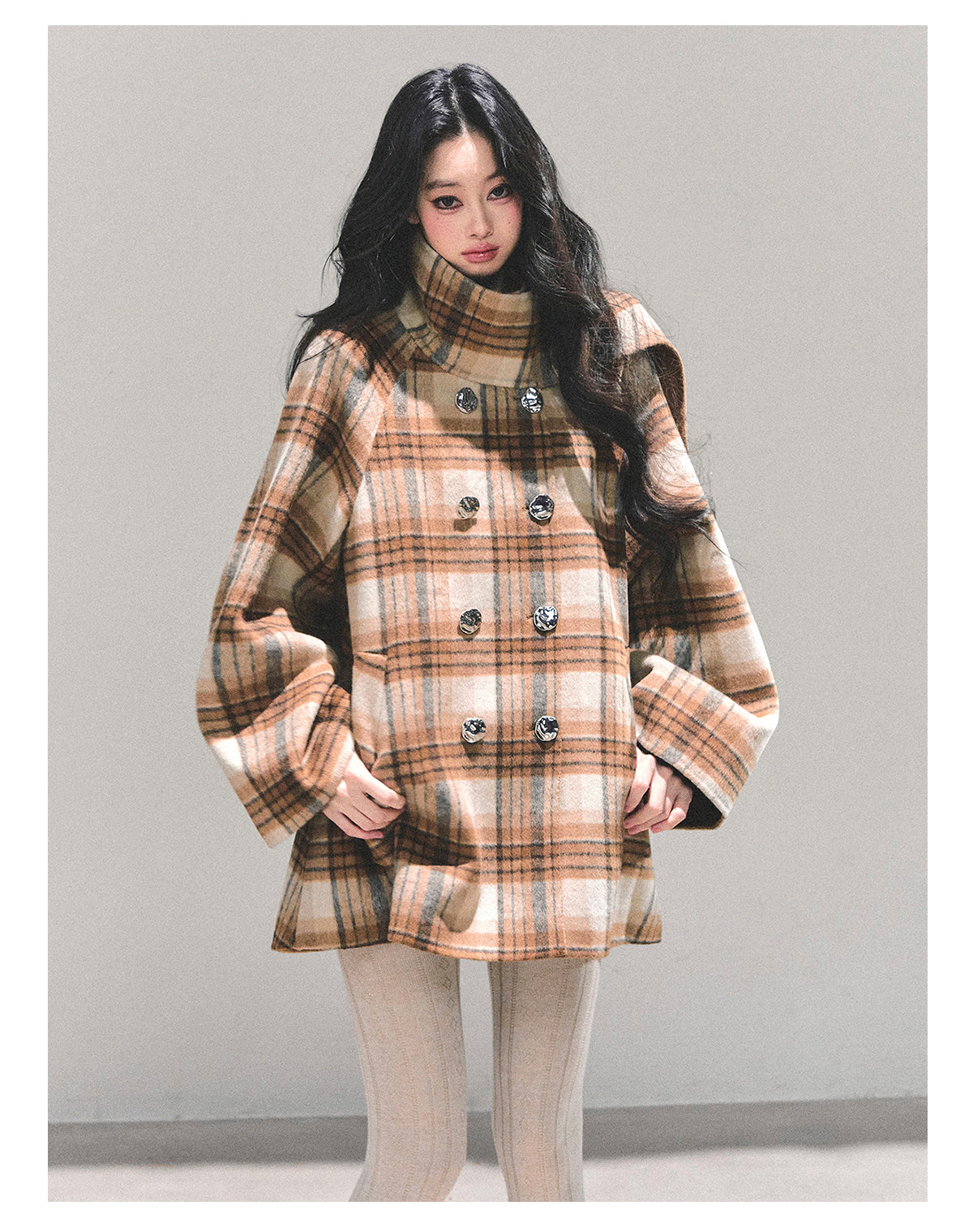 ShaoYeYan Hidden Grid Secret Wool Coat