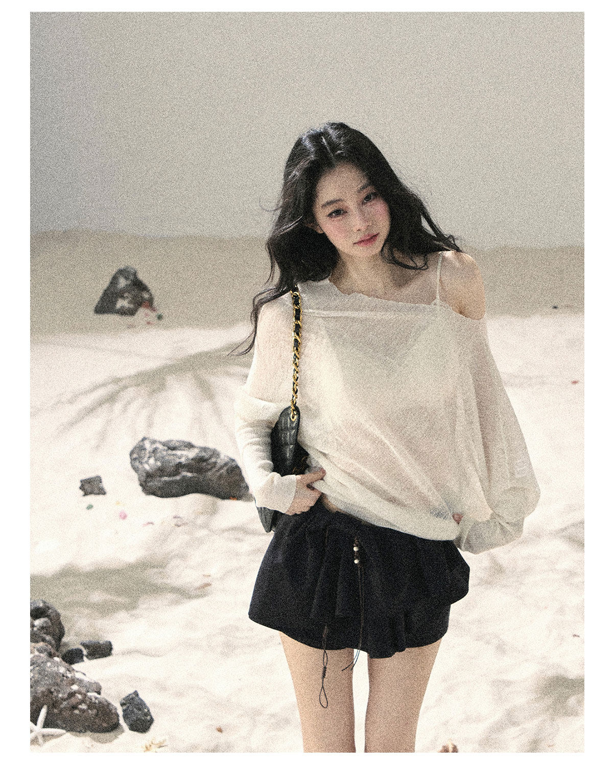 ShaoYeYan Aomalm Misty Veil Sheer Off-Shoulder Sun Cover-Up