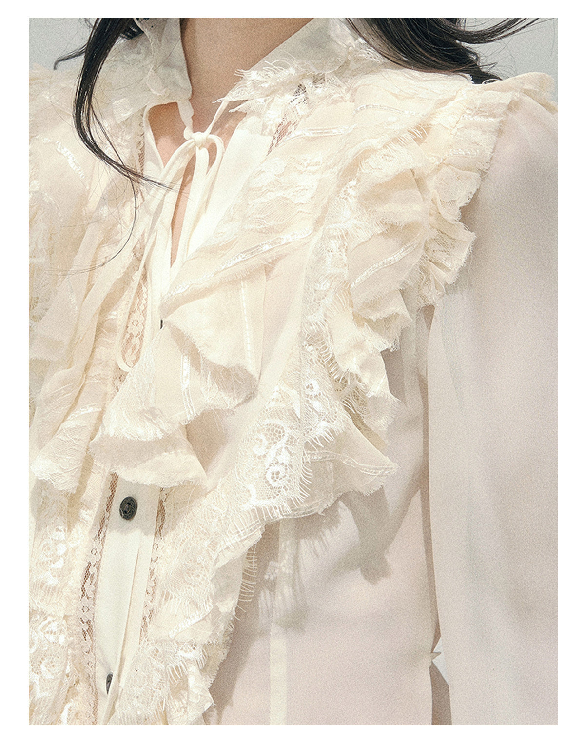 ShaoYeYan Aomalm Temperature of Memory French Court Style Ruffle Lace Blouse