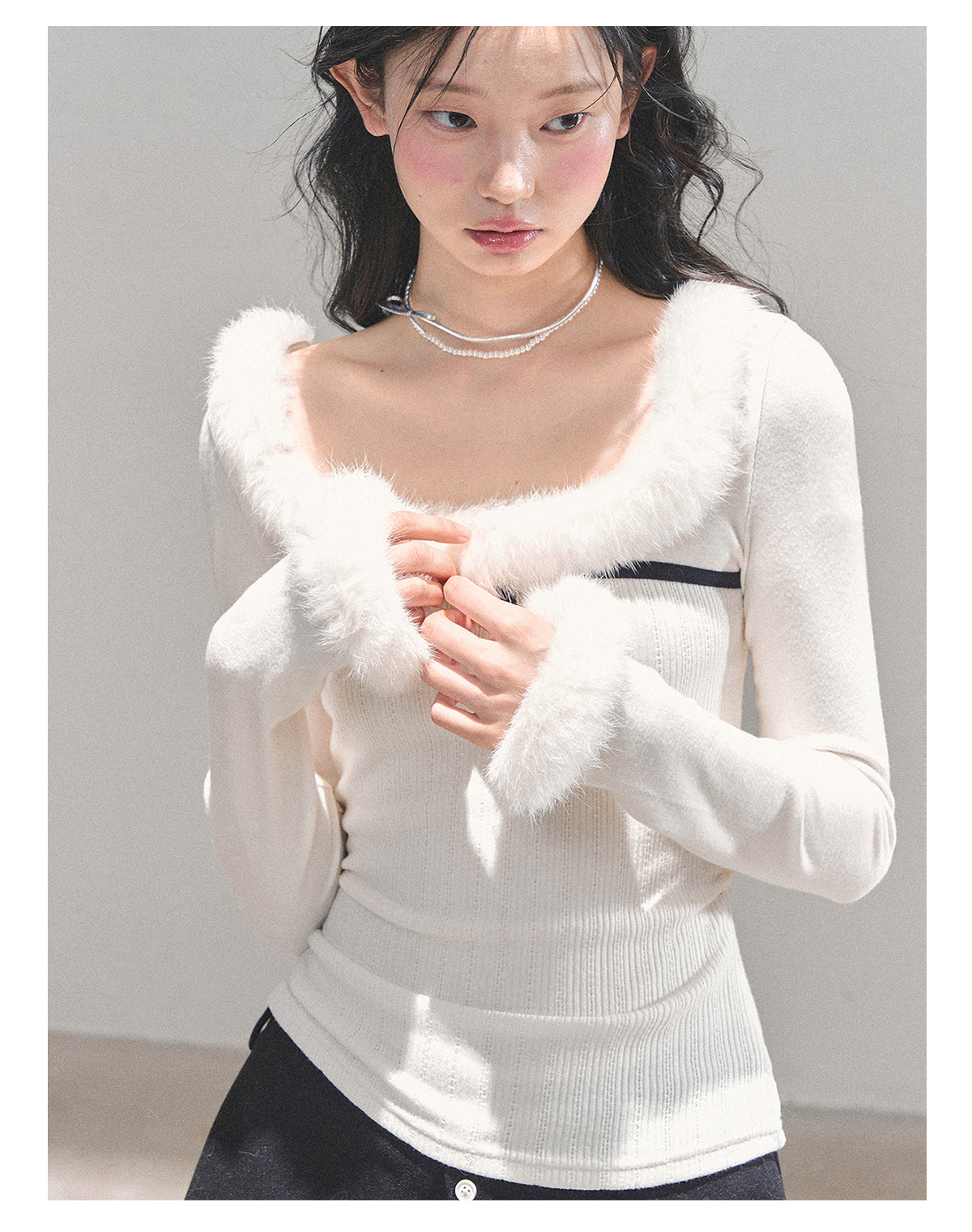 ShaoYeYan Aomalm Hidden in Moonlight Plush Knit T-Shirt