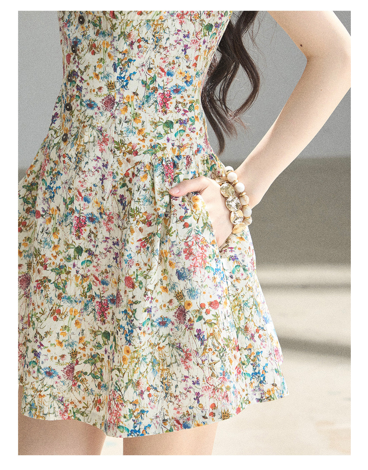 ShaoYeYan Aomalm Blazing Full Bloom French Floral Puff Dress