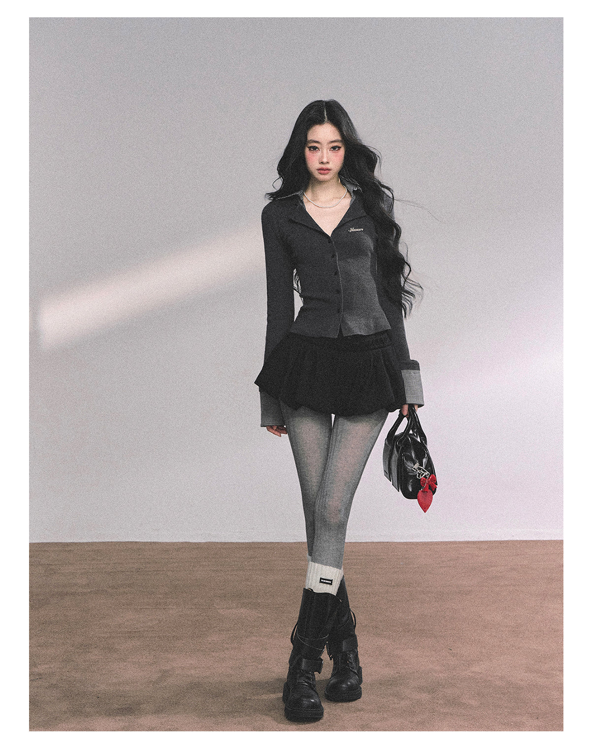 ShaoYeYan Transfer Student Girl Fake Two-Piece American Knit T-Shirt