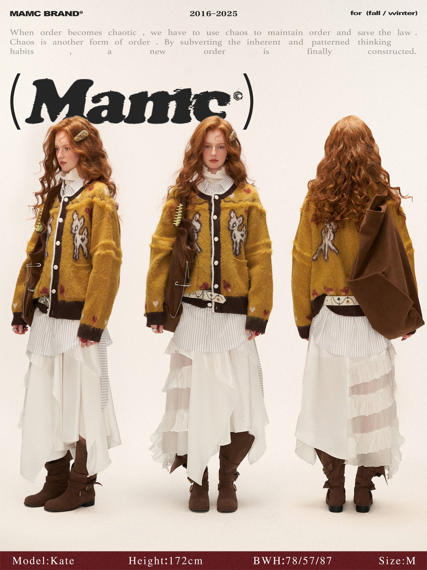 MAMC Cute Butterfly Deer Print Knit Cardigan