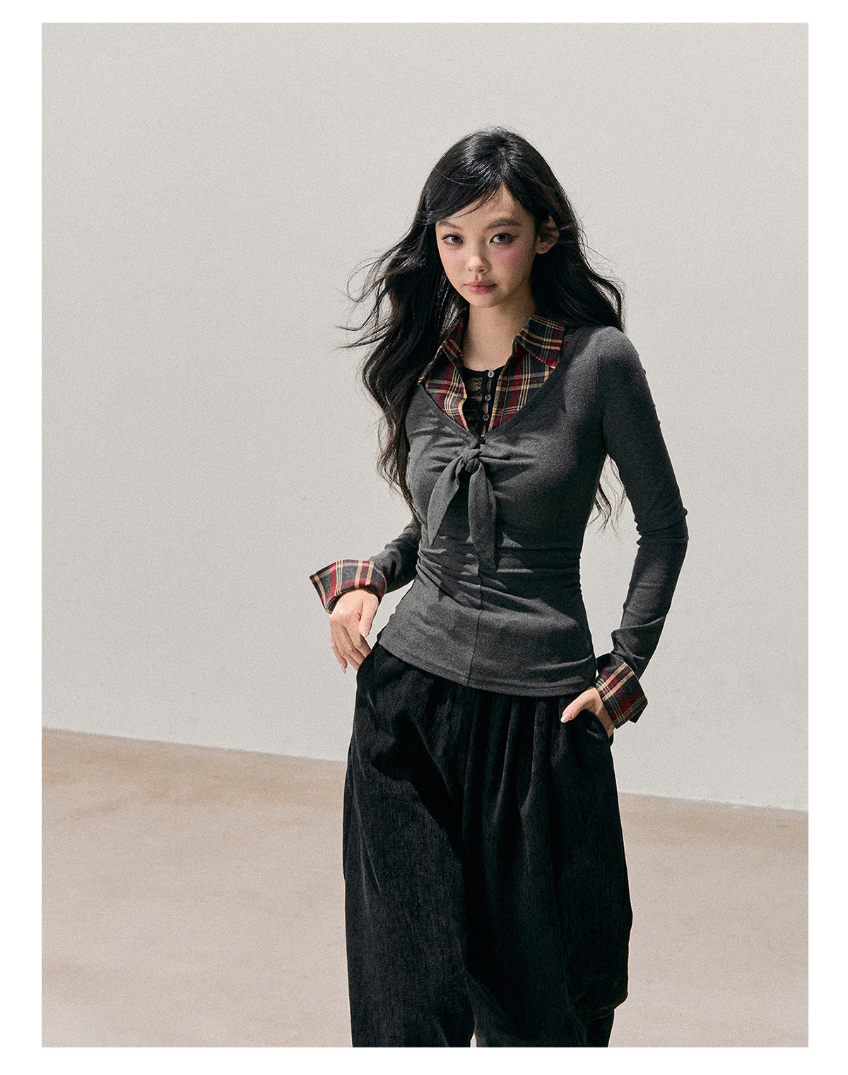 ShaoYeYan Aomalm Firework-Colored Her Fake Three-Layer Knit Top