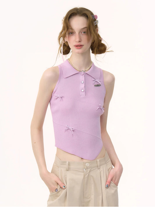 ziziFei Polo Bow-Knot Vest Top