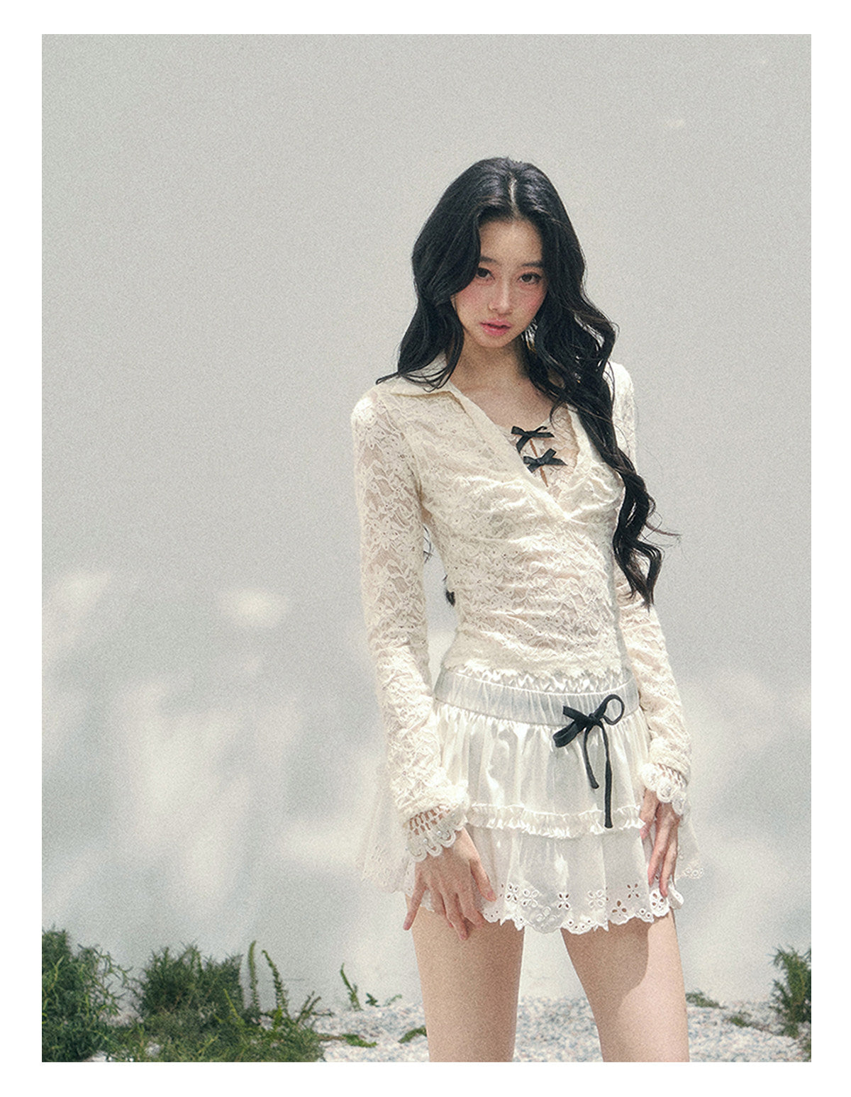 ShaoYeYan Aomalm Out-of-Focus Monologue Fake Two-Layer Lace Top