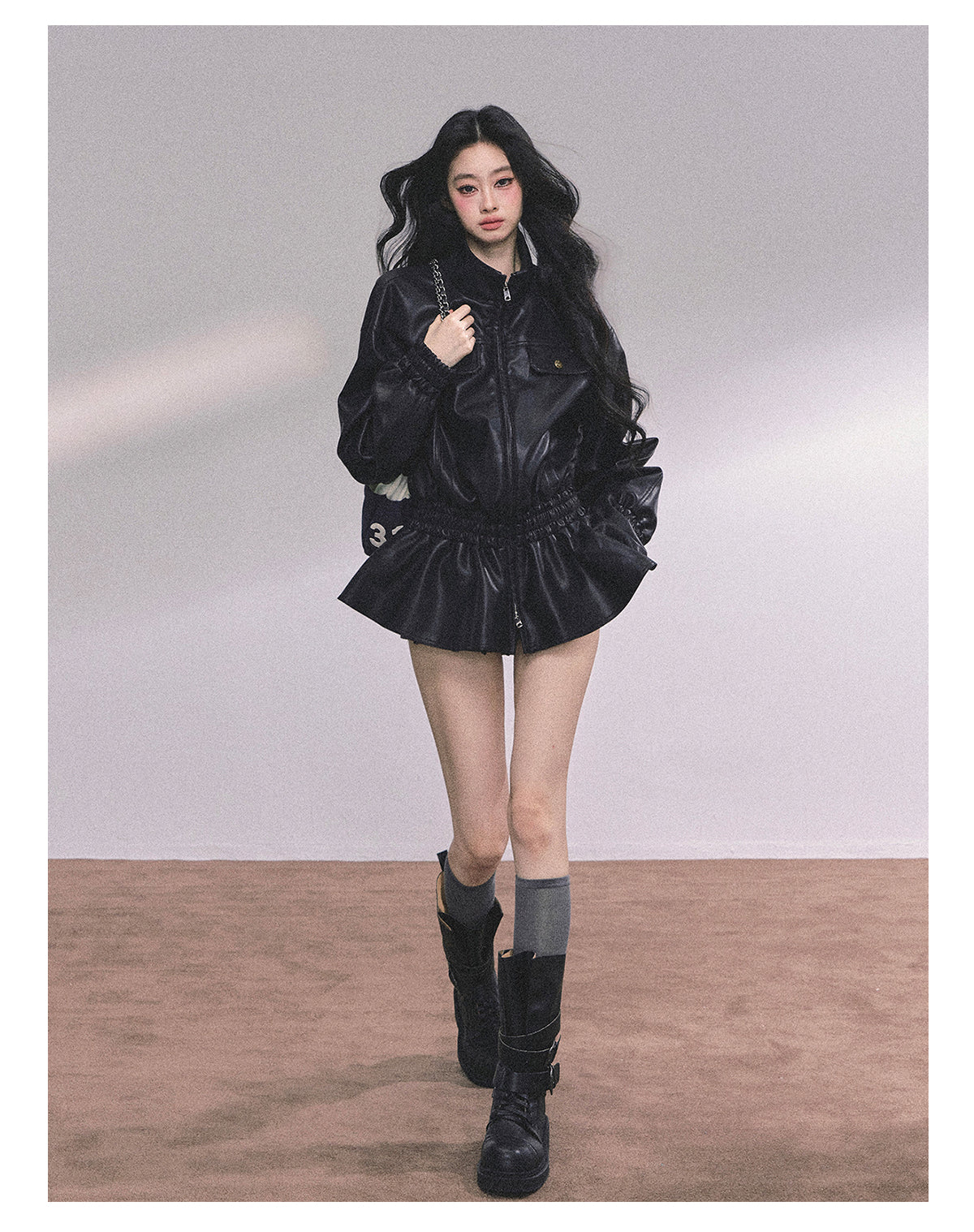 ShaoYeYan Ethiopian Wilderness Loose Fit Biker PU Leather Jacket