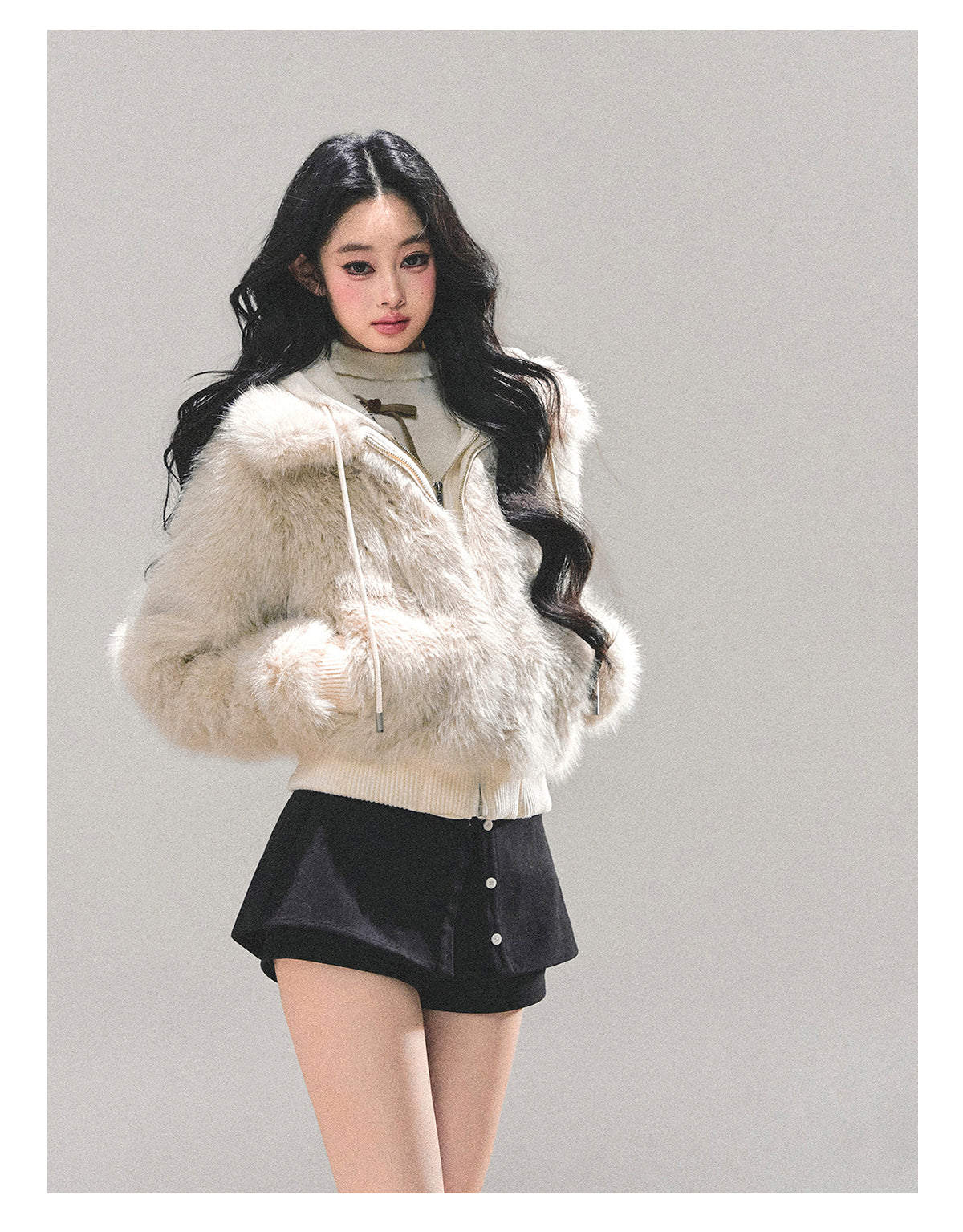 ShaoYeYan Only She Treads Through Snow Fake Two-Layer Hooded Coat