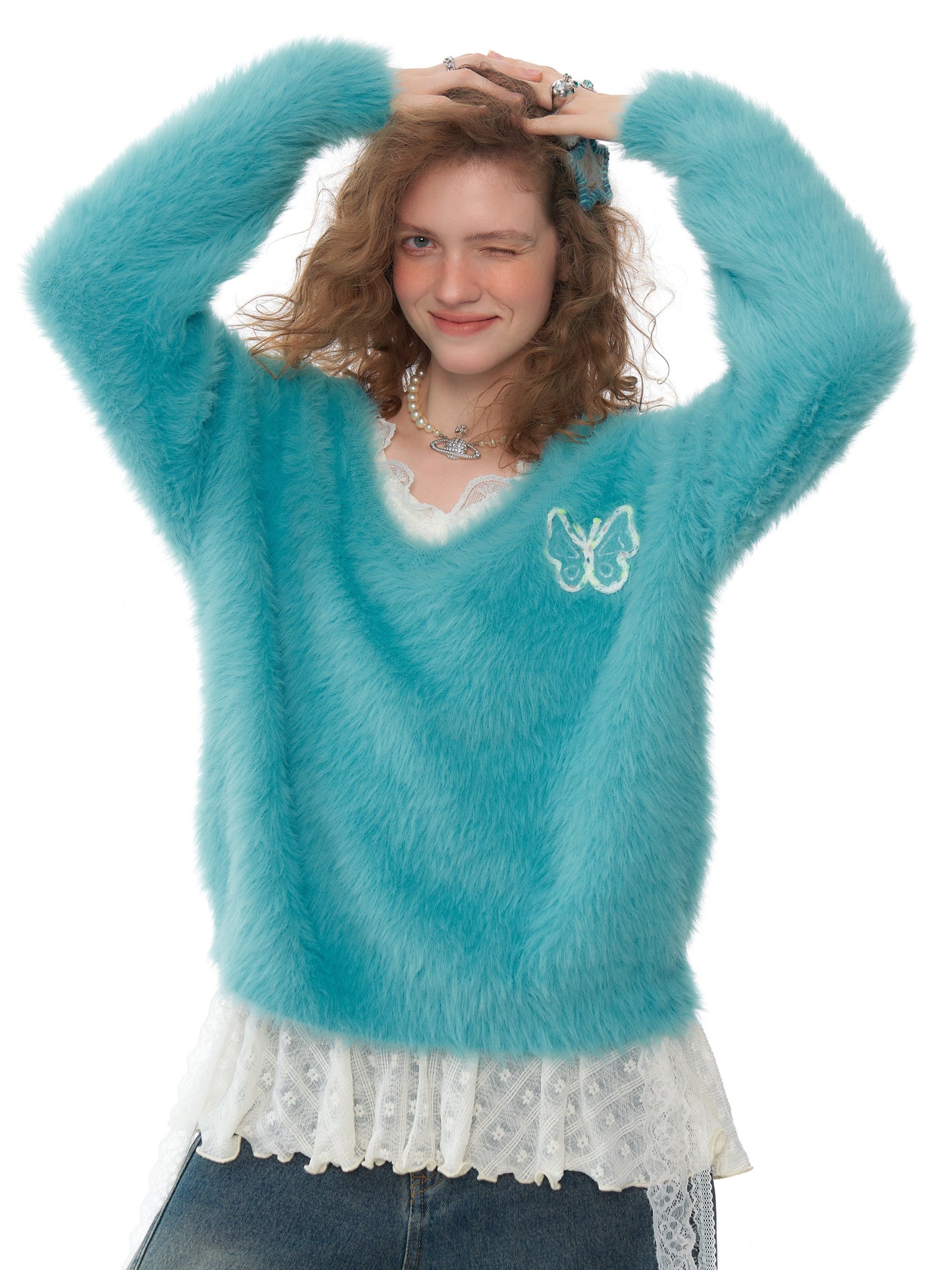 ziziFei Faux Mink Knit Sweater