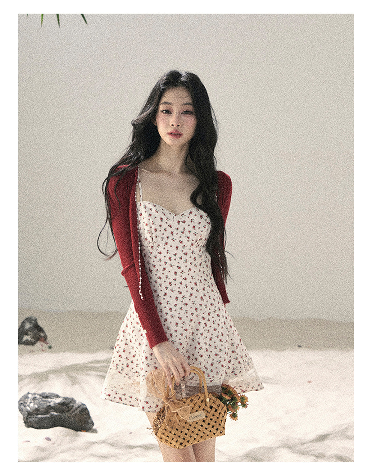 ShaoYeYan Aomalm Blooming Rose Off-Shoulder French Lace Floral Dress