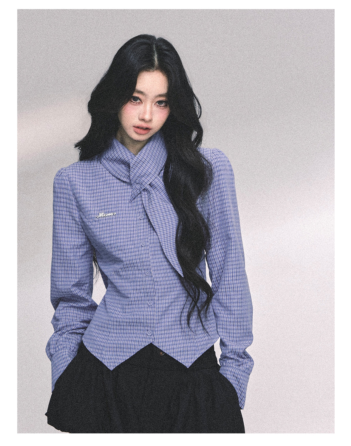 ShaoYeYan Senior Intellectual Klein Blue Plaid Shirt