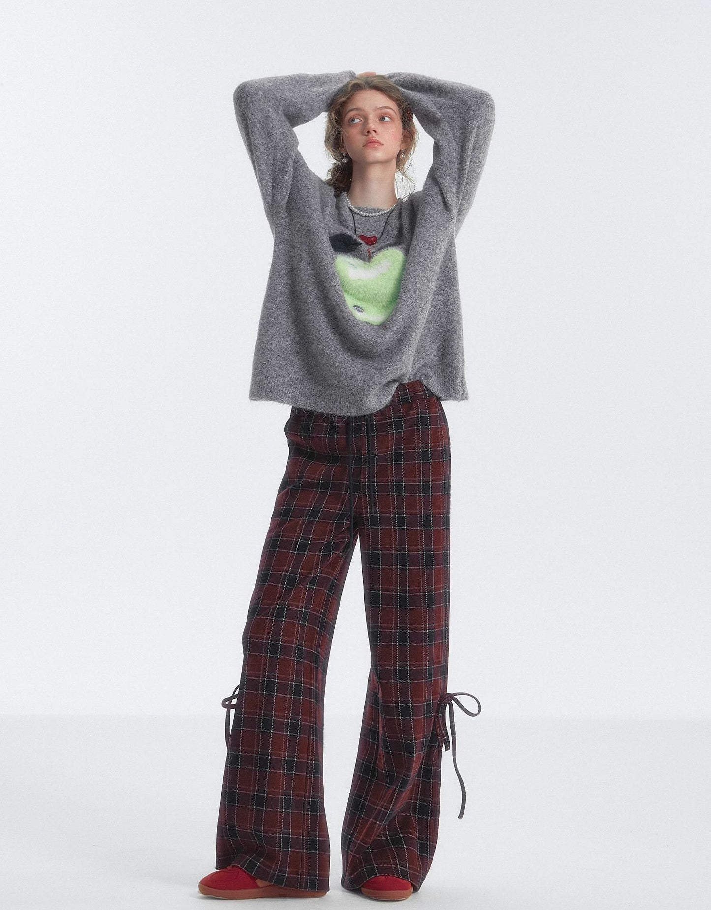 SOMESOWE Plaid Drawstring Trousers
