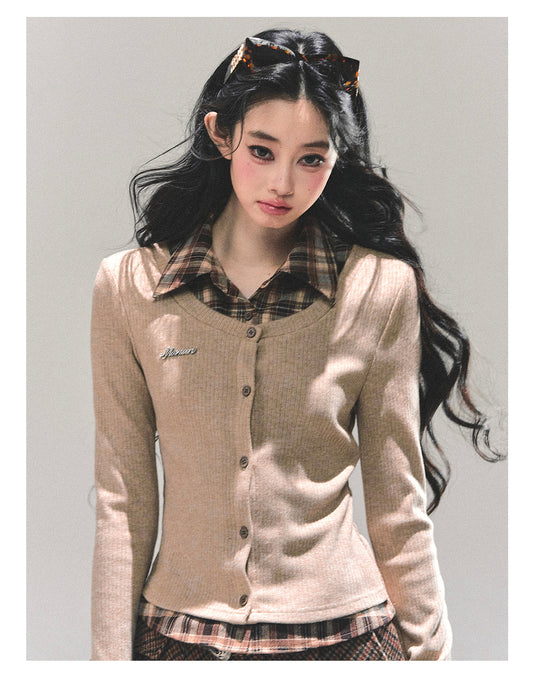 ShaoYeYan Moss Whispers Fake Two-Layer Knit T-Shirt