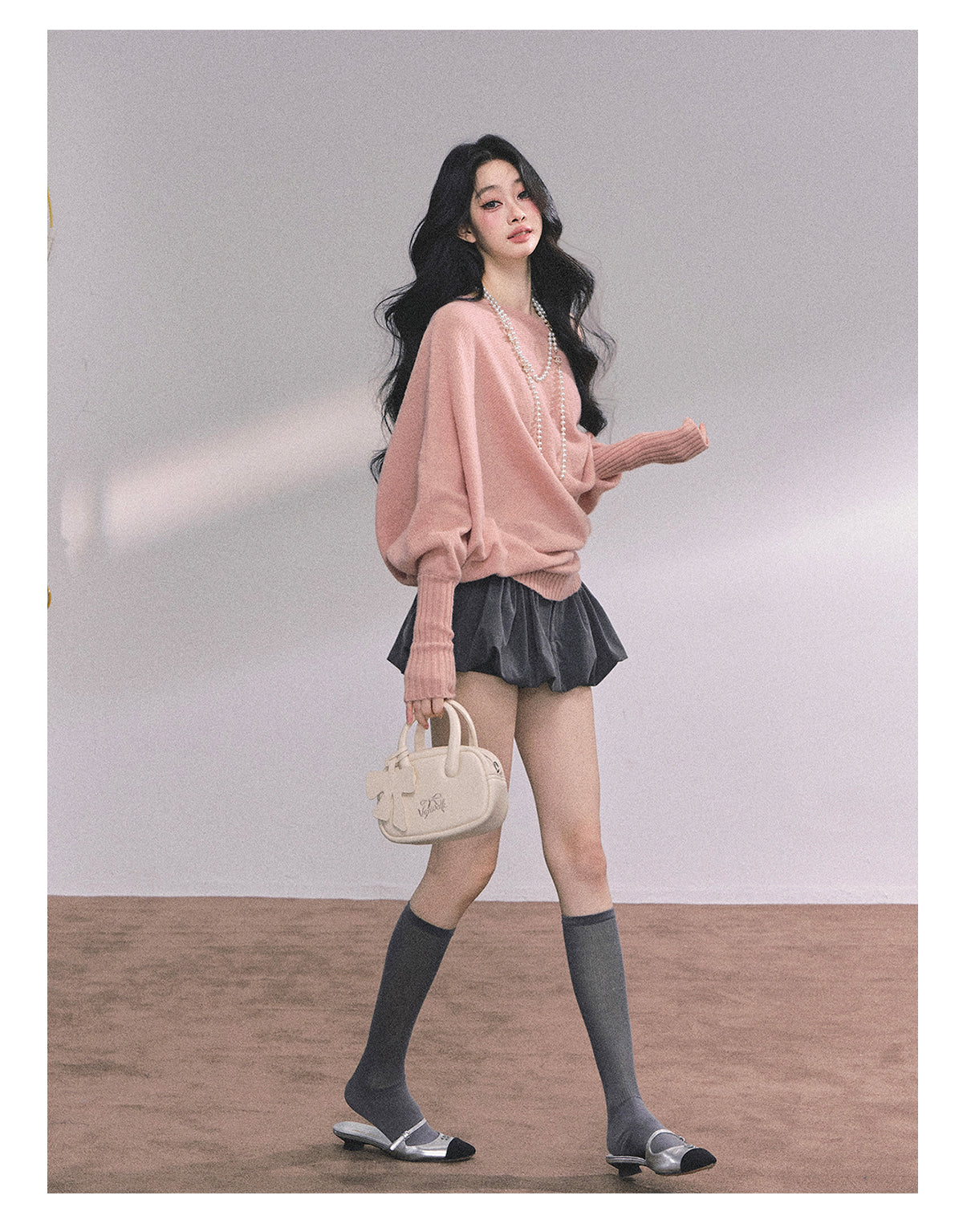 ShaoYeYan Minimalist Chic Off-Shoulder Loose Fit Sweater