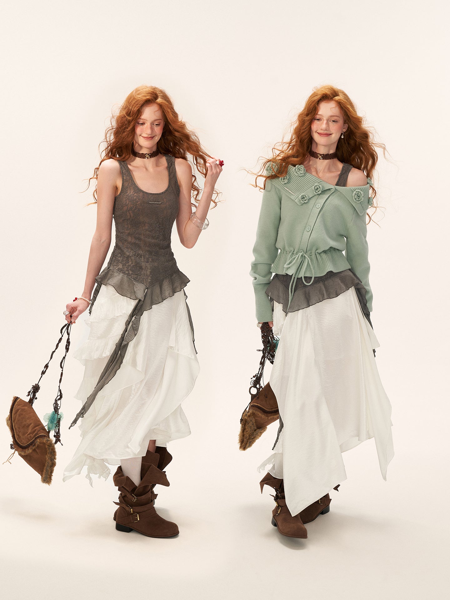 MAMC Asymmetrical Ribbon Lace Camisole