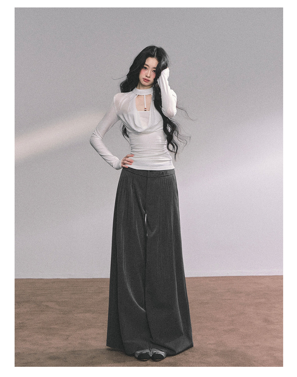 ShaoYeYan Baddie Hot Girl Fake Two-Layer Long Sleeve Top