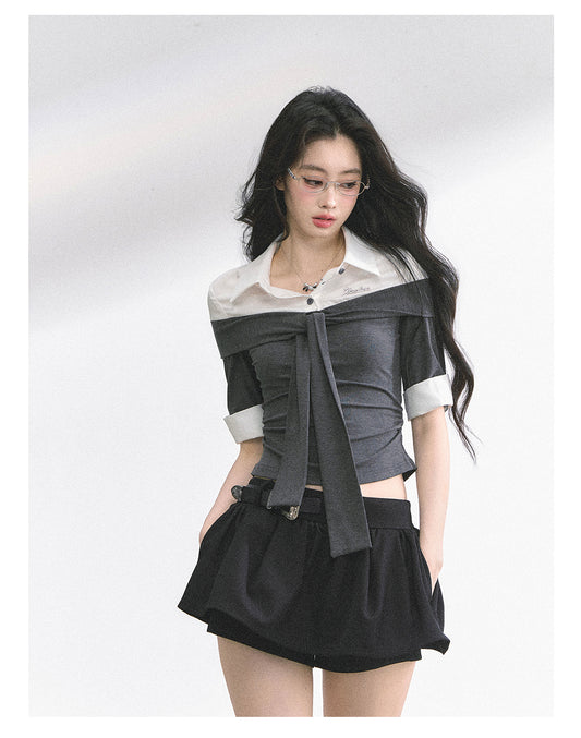 SHAOYEYAN American Style Mock Two-Layer Tee