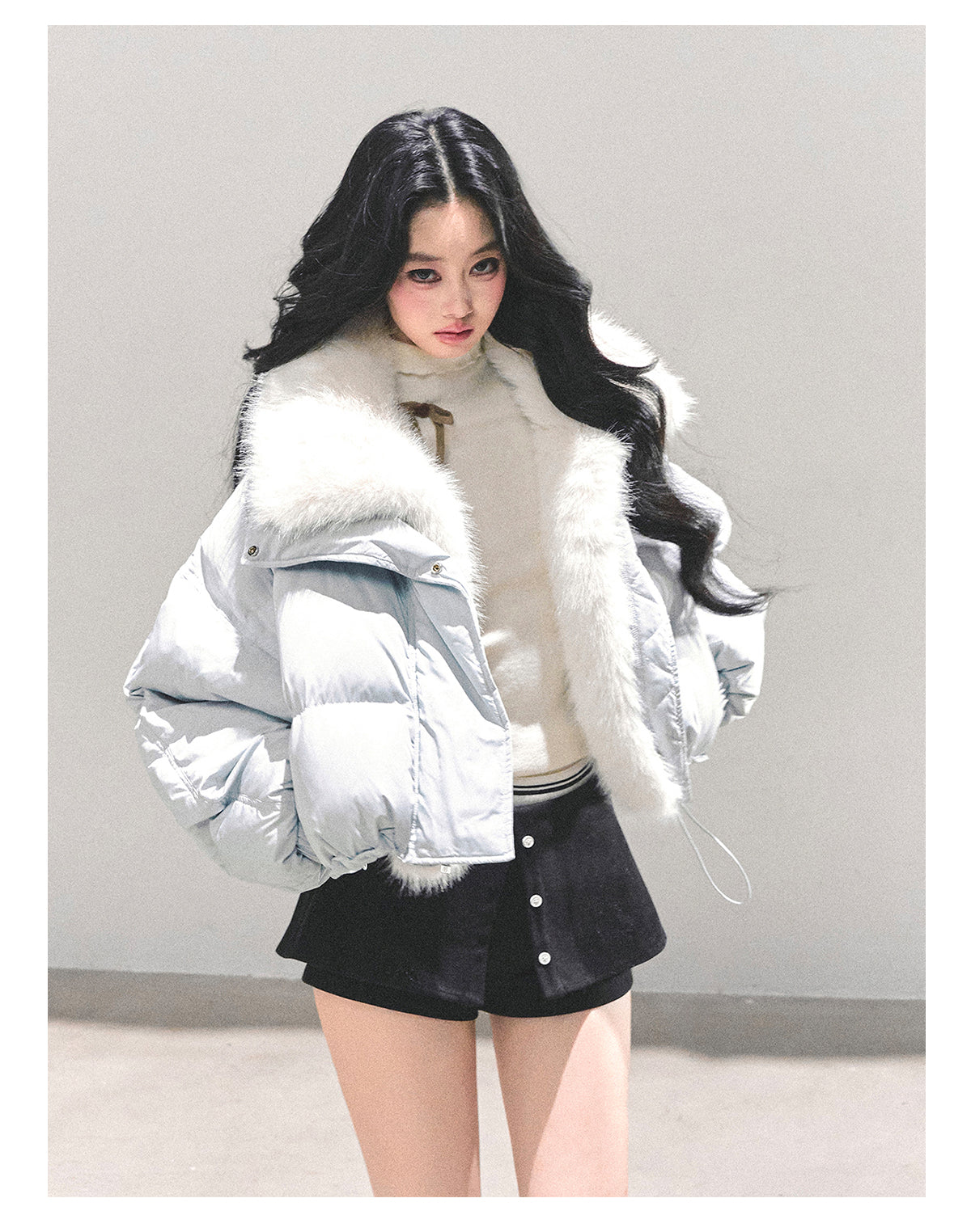 ShaoYeYan Silent Blue White Duck Down Puffer Jacket