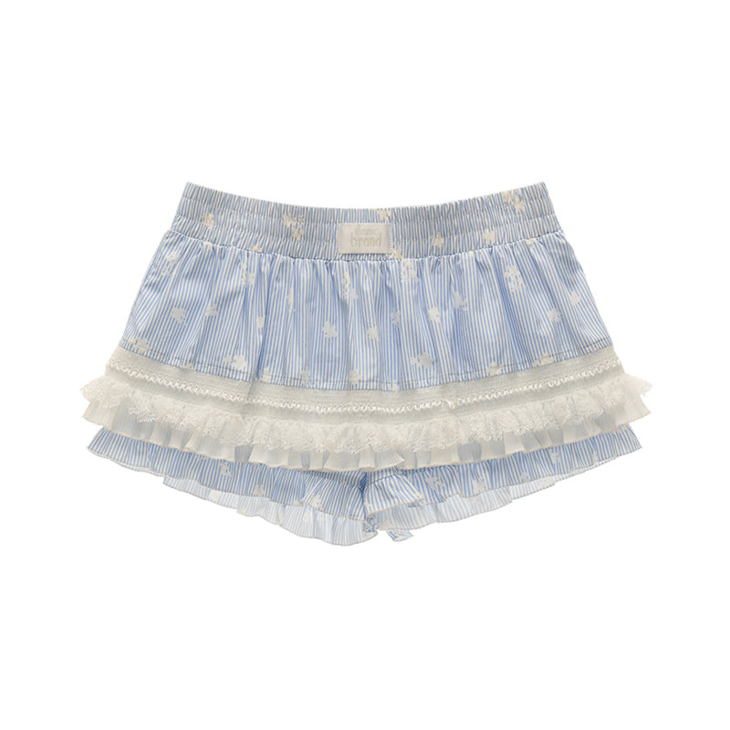 MAMC Polka Dot Layered Camisole & Striped Floral Mini Skirt