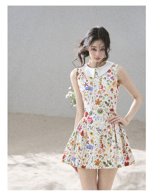 ShaoYeYan Aomalm Petals Blown by the Wind French Floral Dress