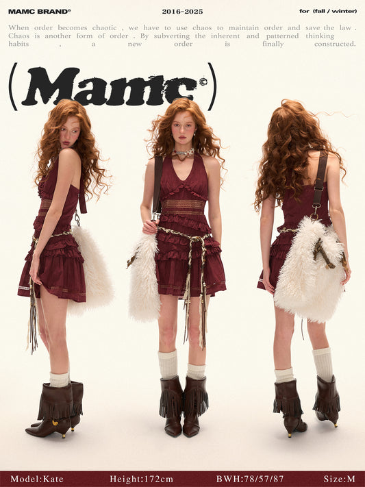 MAMC Lace Trim Layered Slip Dress
