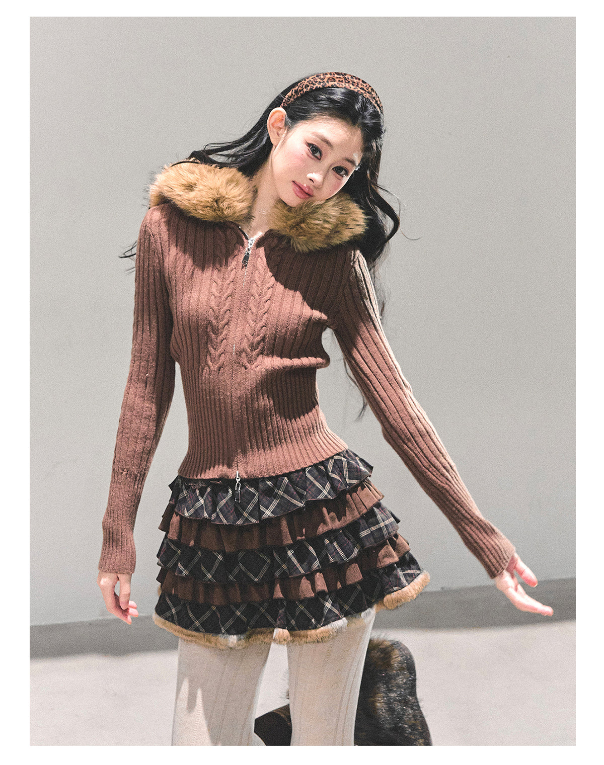 ShaoYeYan Lost Sunset Korean Hooded Knit Cardigan