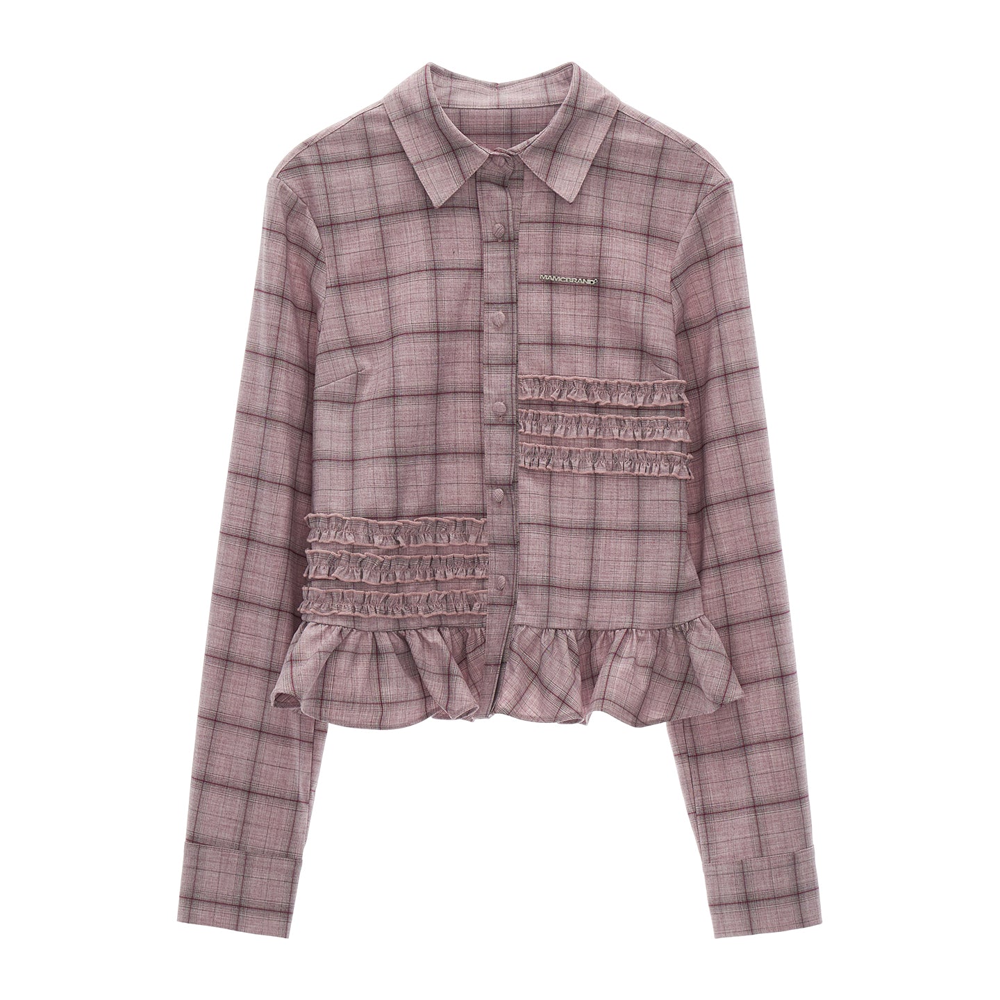 MAMC Ruffle Hem Plaid Shirt