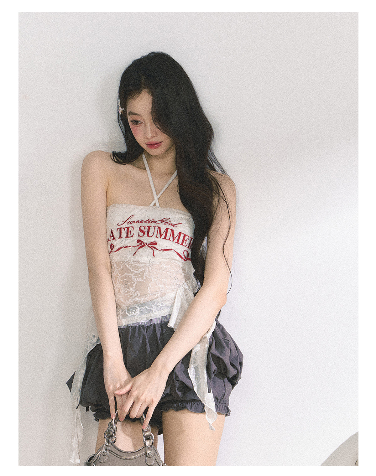 SHAOYEYAN Off-Shoulder Lace Halter Top