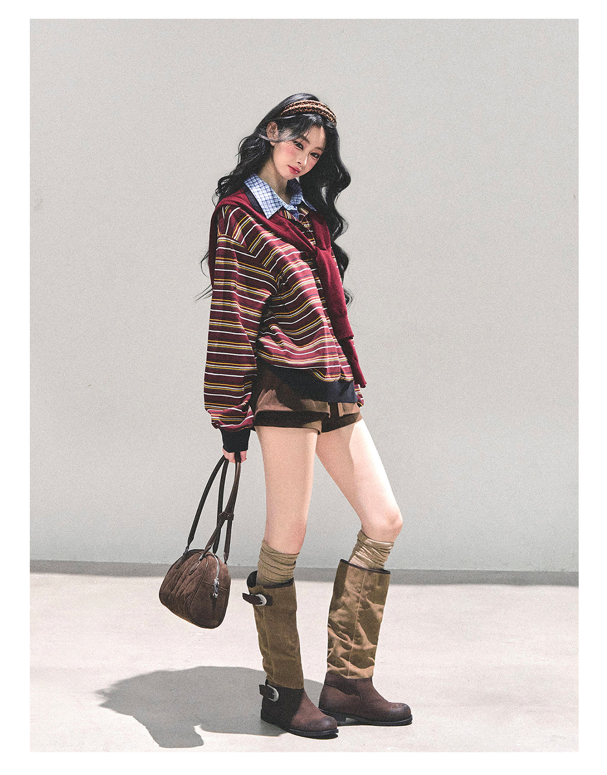 ShaoYeYan Fake Two-Layer Striped Polo Collar T-Shirt