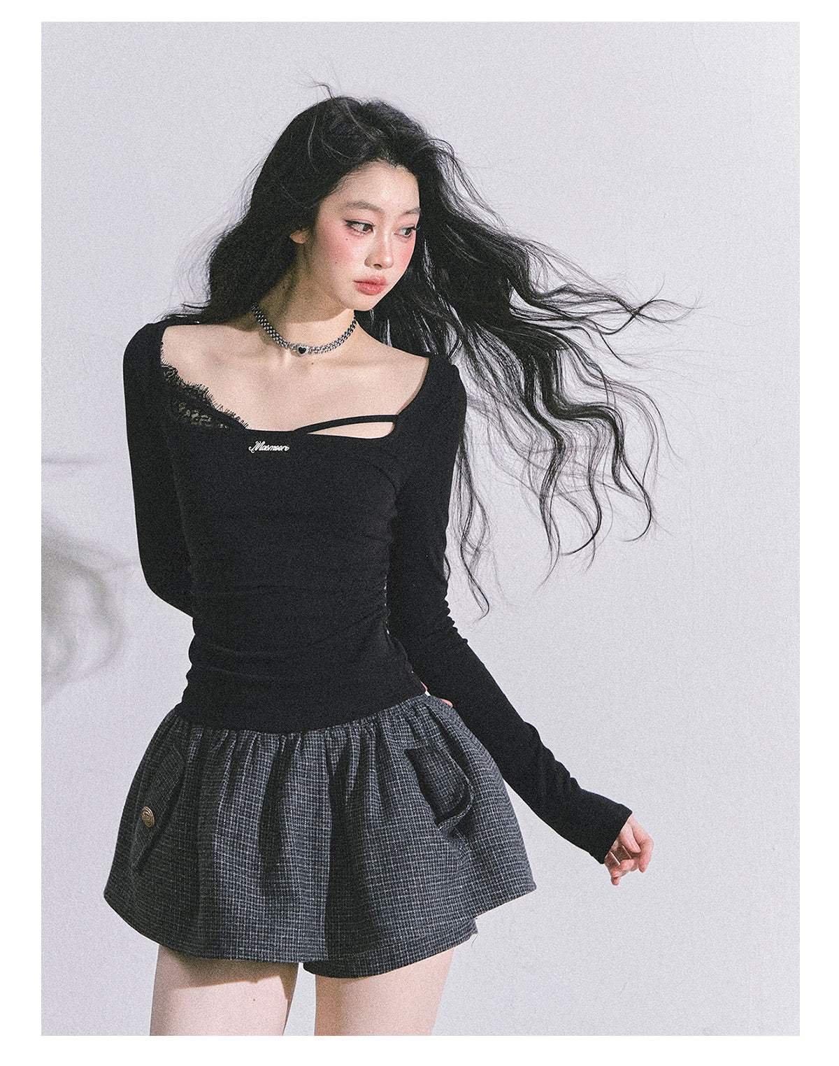 ShaoYeYan Long Sleeve Lace T-Shirt