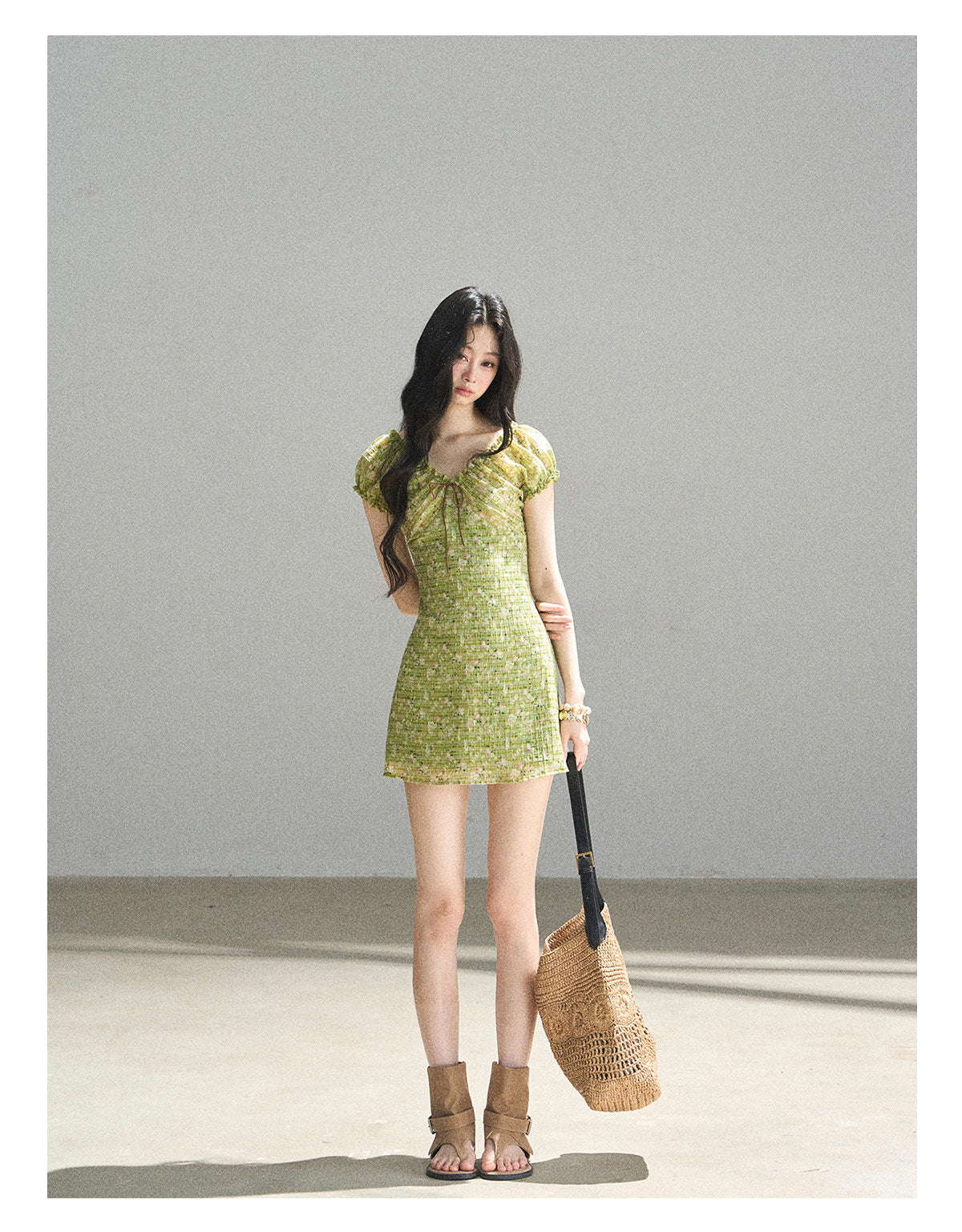 ShaoYeYan Aomalm Breath of the Forest French Embroidered Chiffon Dress