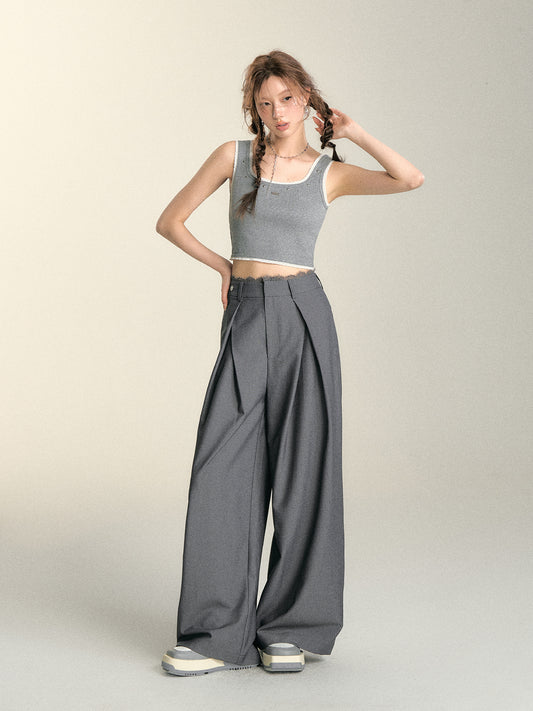 SOMESOWE Lace-Paneled Wide-Leg Trousers