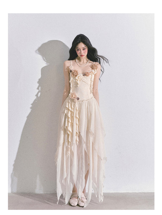 SHAOYEYAN Tuileries Garden French Floral Strappy Dress